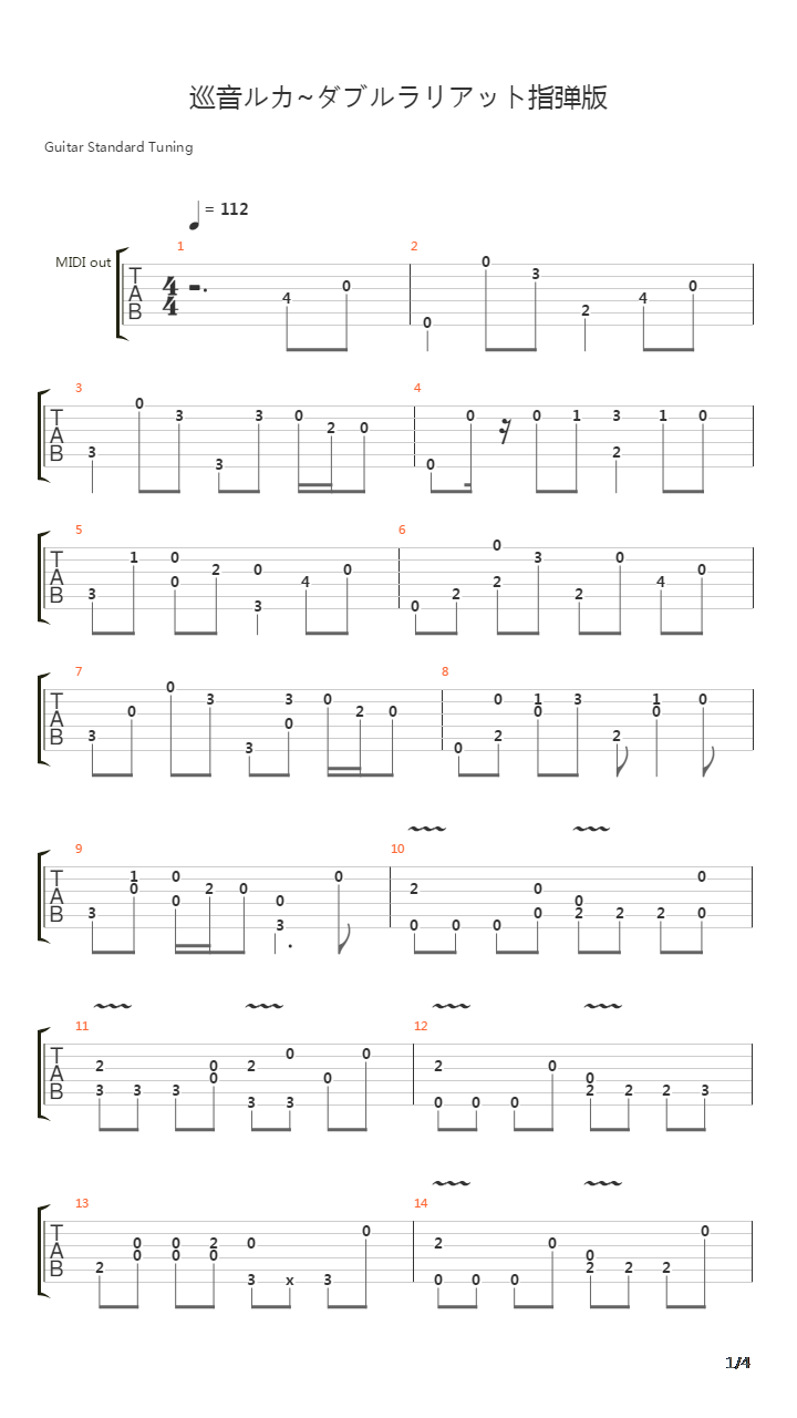 巡音ルカ - ダブルラリアット(炒饭歌)吉他谱