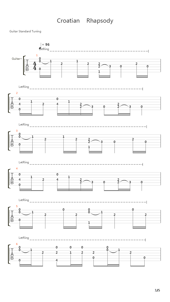 Croatian Rhapsody(克罗地亚狂想曲)吉他谱