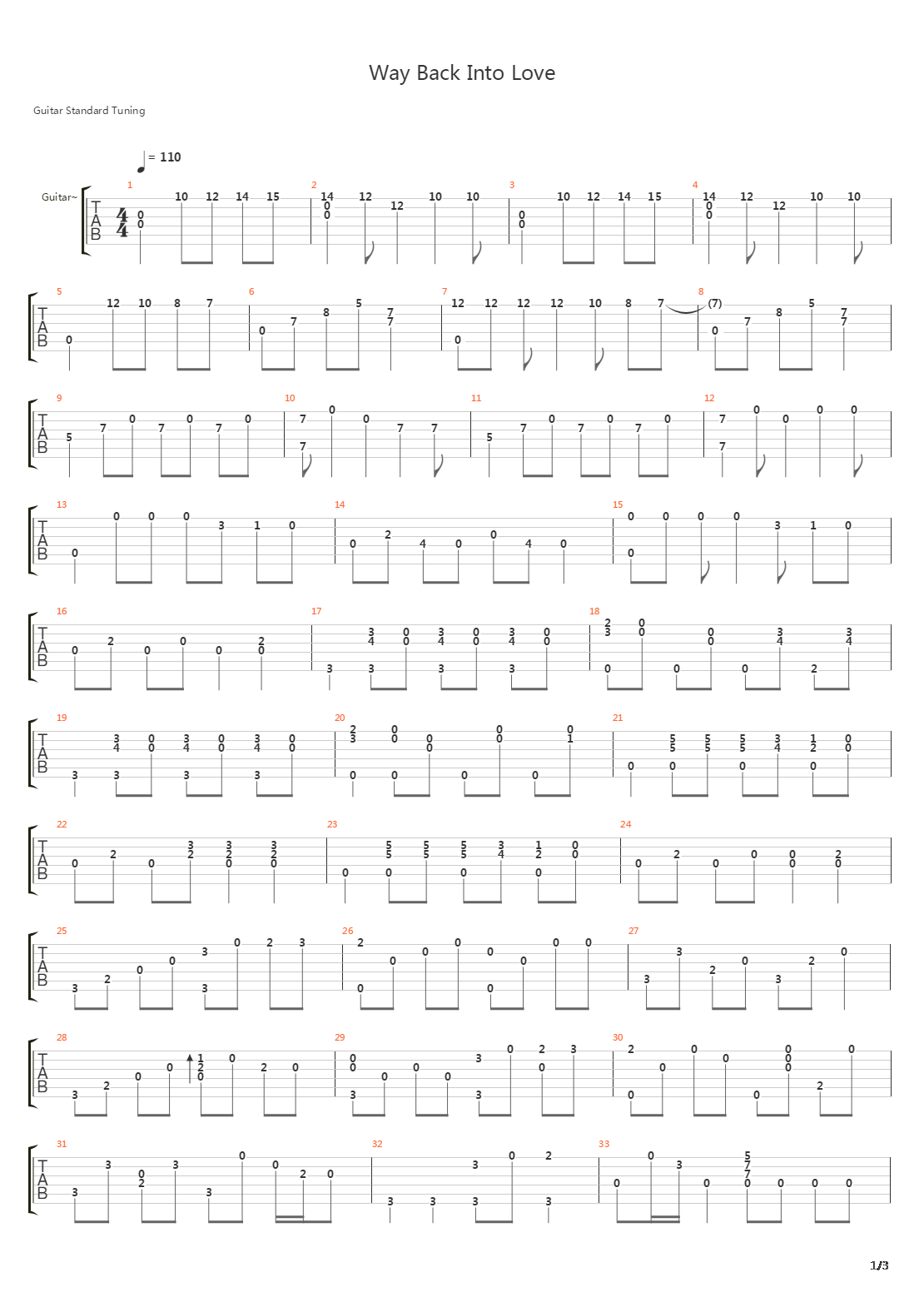 Way back into love吉他谱