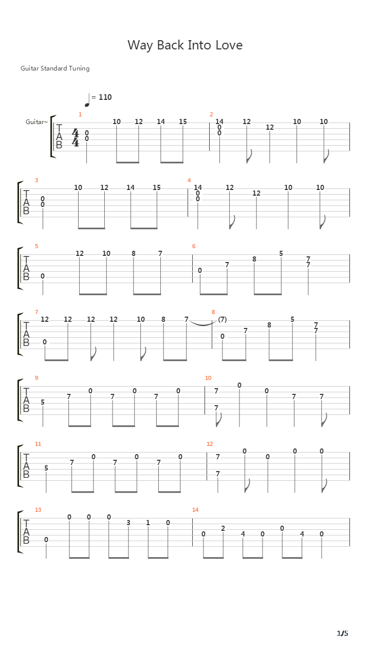 Way back into love吉他谱