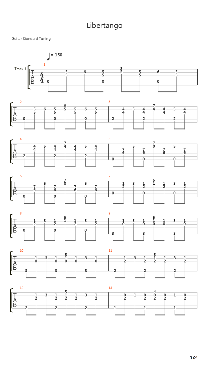 Libertango(自由探戈)吉他谱