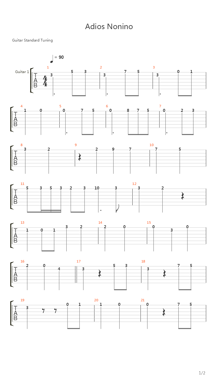 Adios Nonino吉他谱
