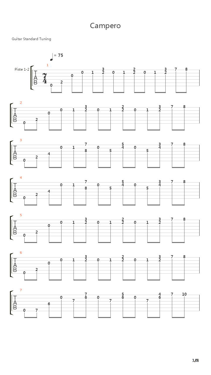 Campero吉他谱