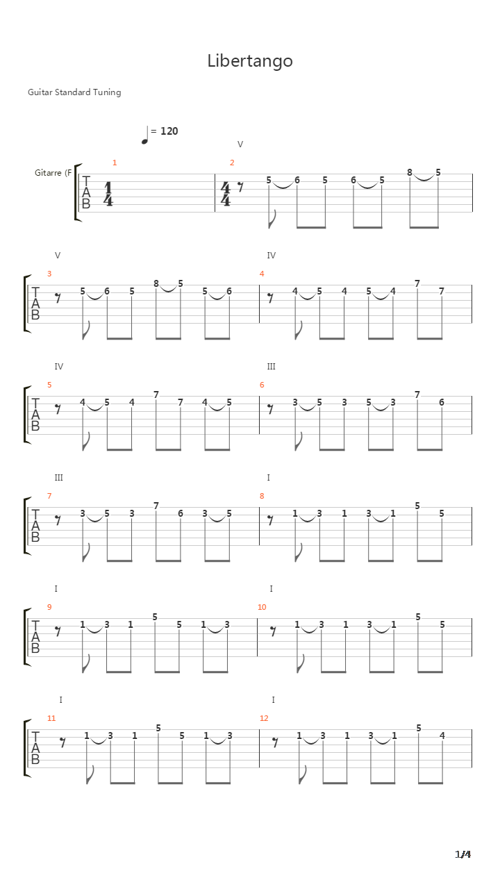 Libertango(自由探戈)吉他谱