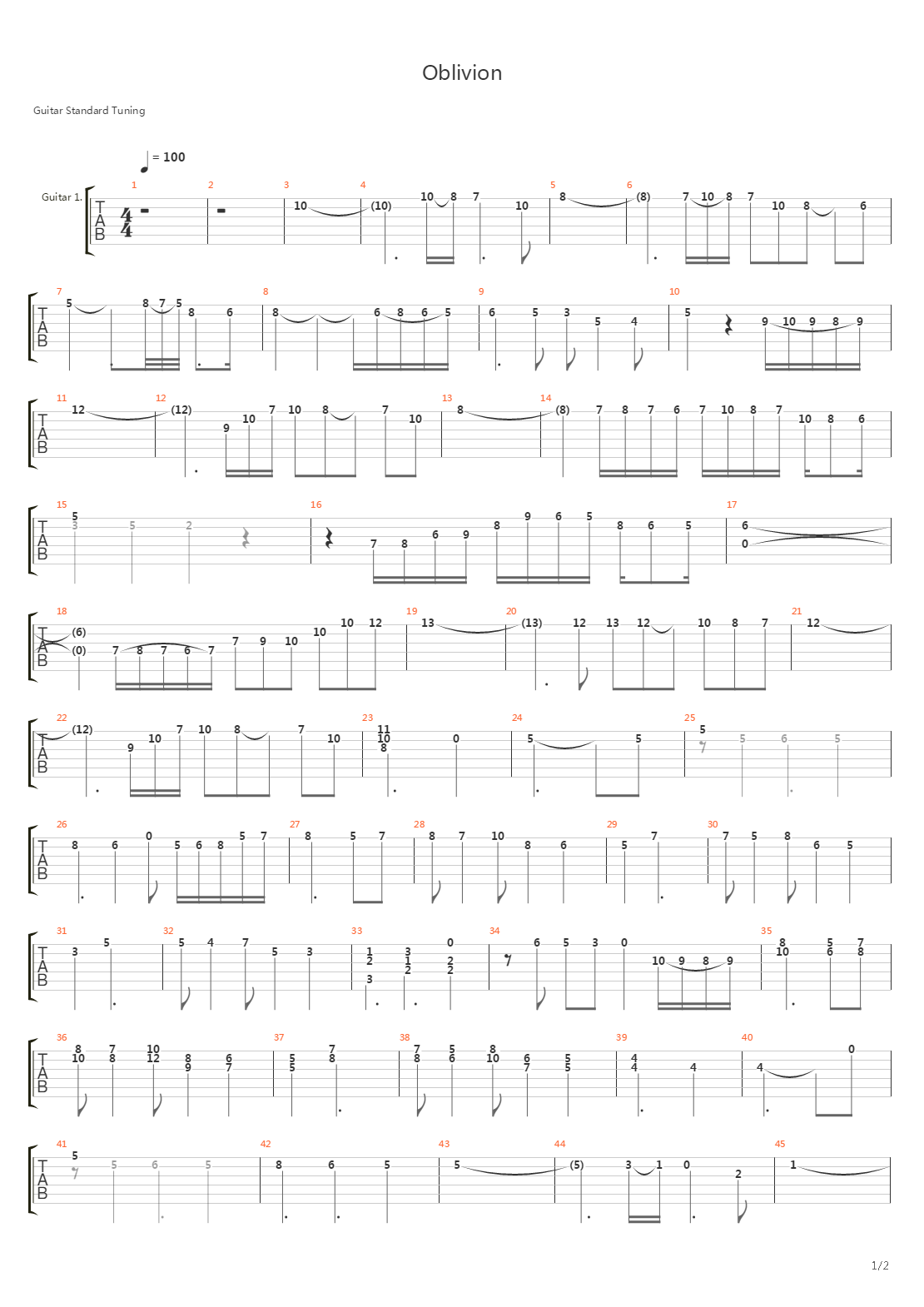 Oblivion吉他谱