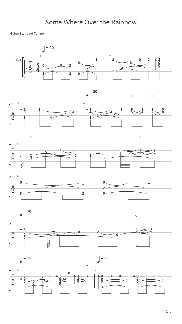 Some Where Over the Rainbow吉他谱