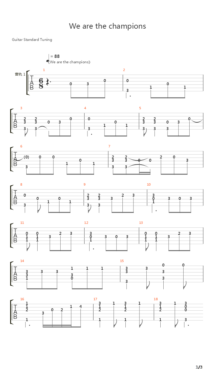 We are the champions吉他谱