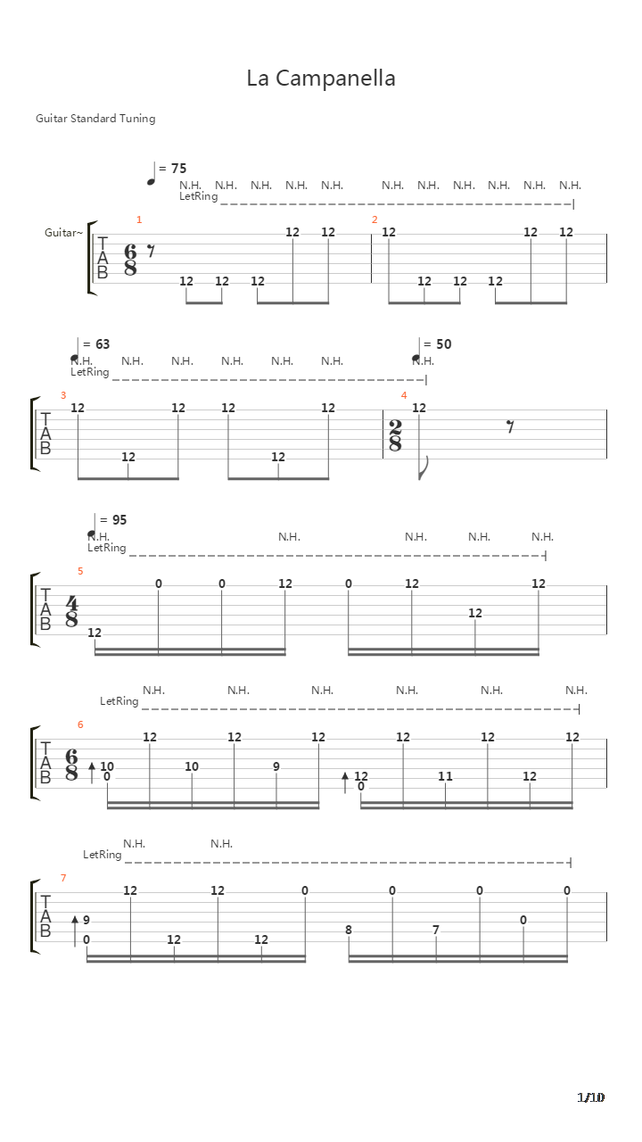 La Campanella(钟)吉他谱