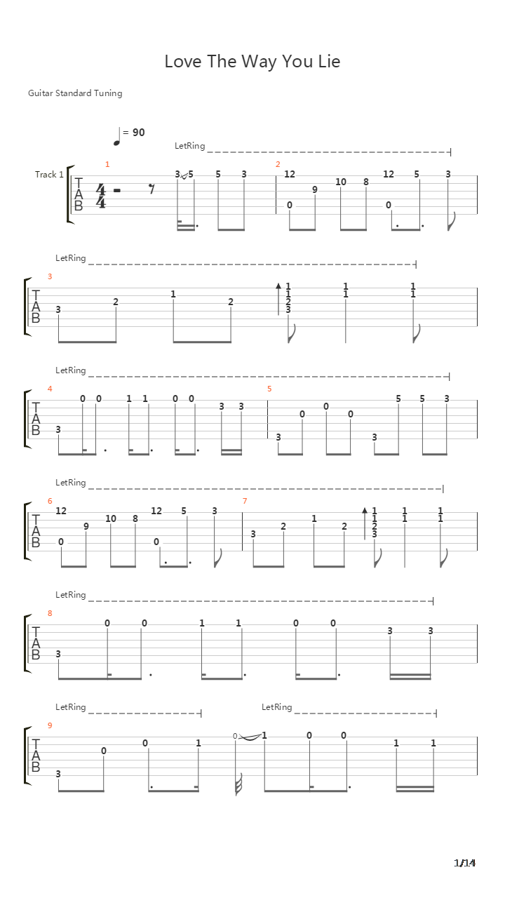 Love The Way You Lie吉他谱