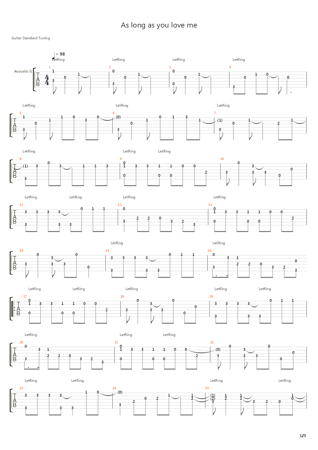 As Long As You Love Me吉他谱