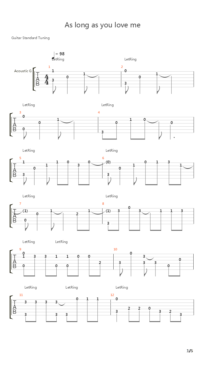 As Long As You Love Me吉他谱