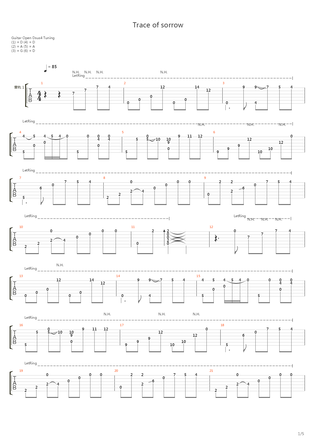 Trace of sorrow吉他谱