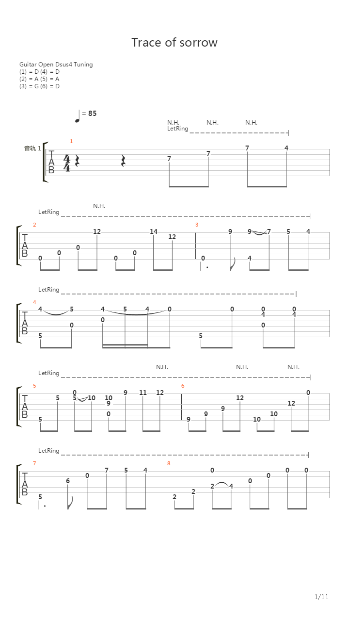 Trace of sorrow吉他谱