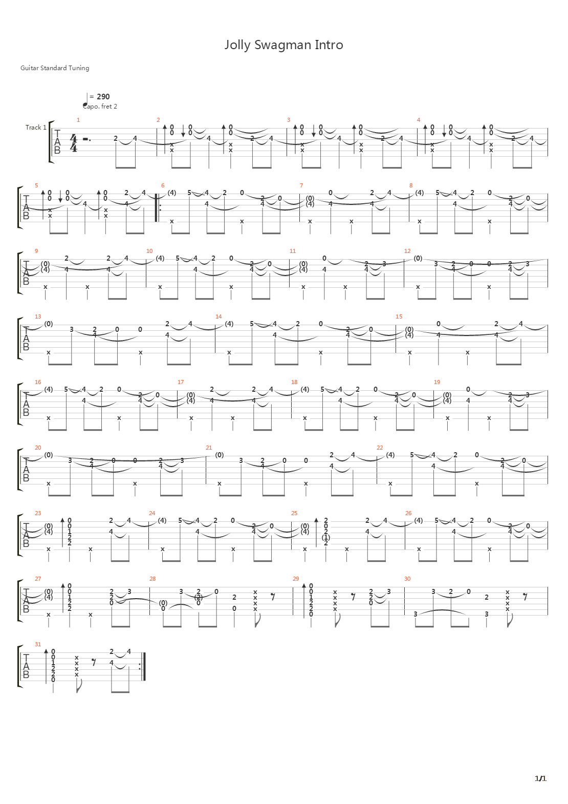 Jolly Swagman Intro吉他谱