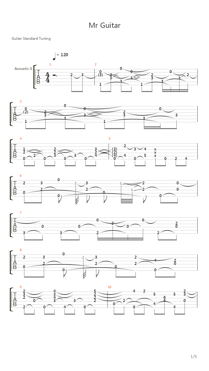 Mr Guitar吉他谱