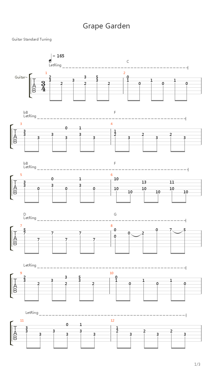 Grape Garden(葡萄园)吉他谱