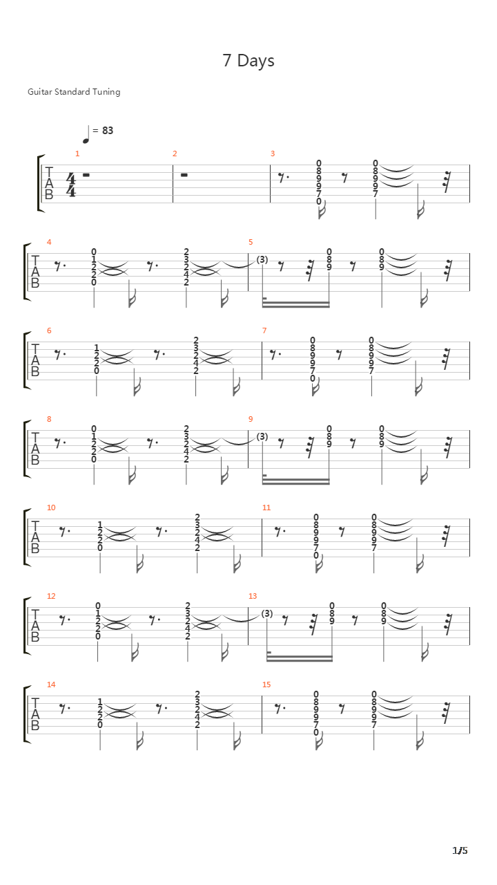 7 Days吉他谱