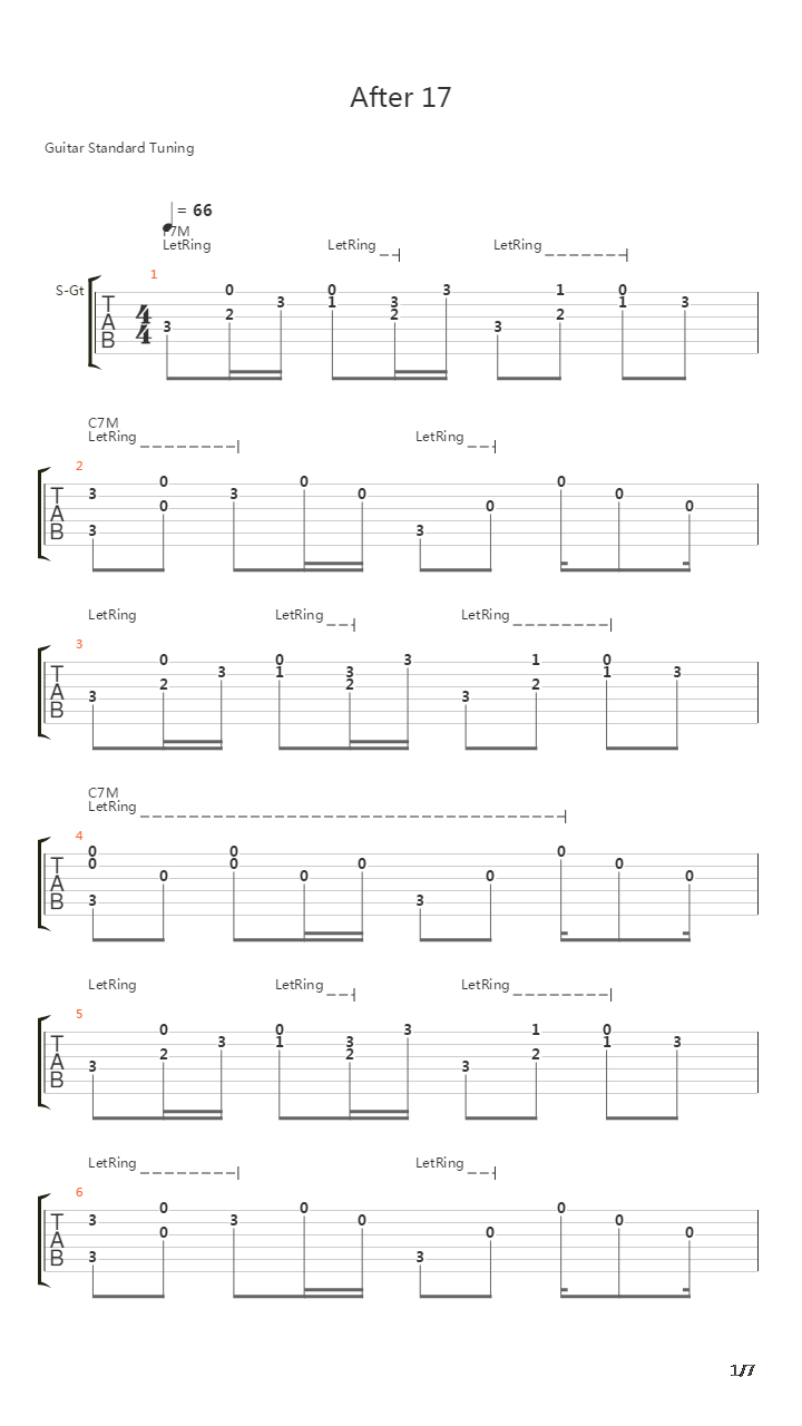 After 17吉他谱