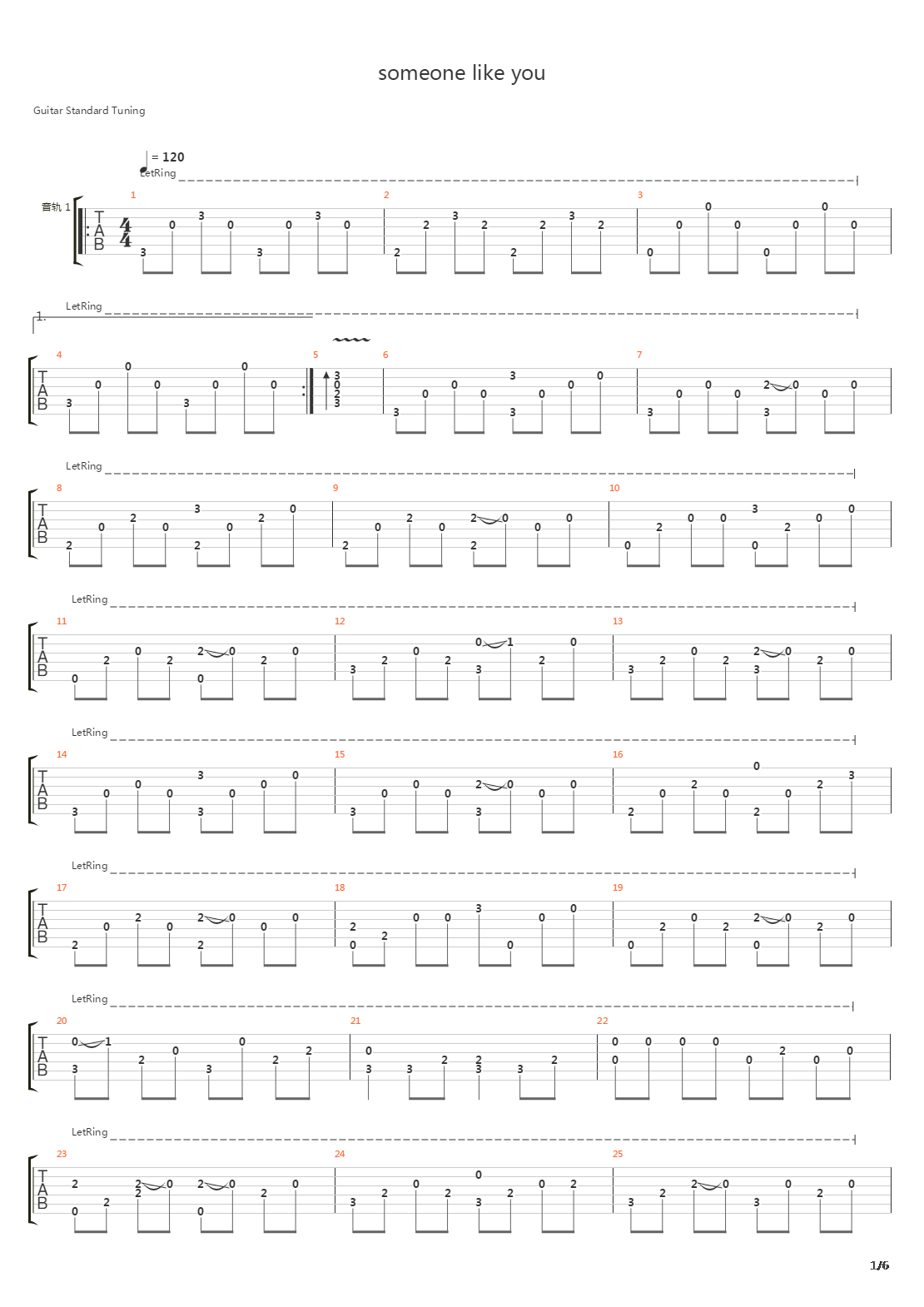 Someone like you吉他谱
