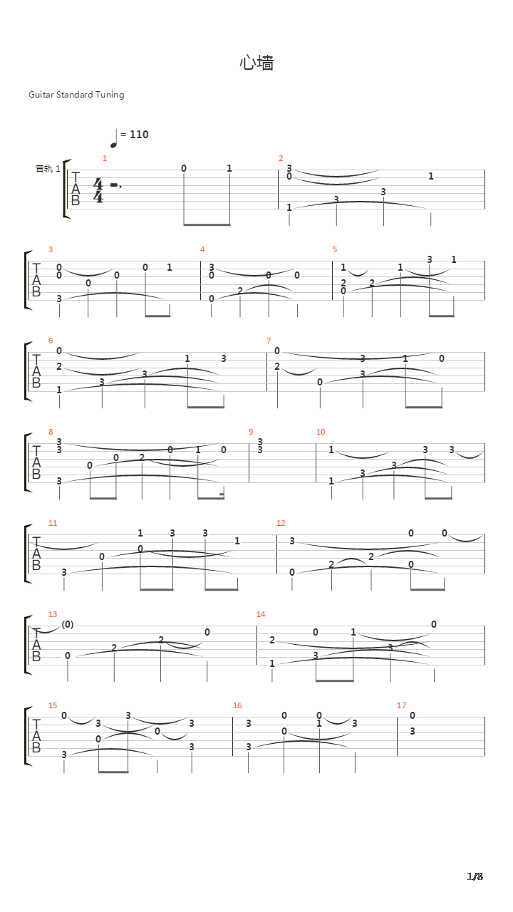 心墙吉他谱