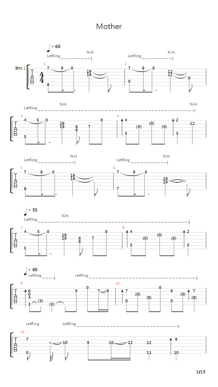Mother吉他谱