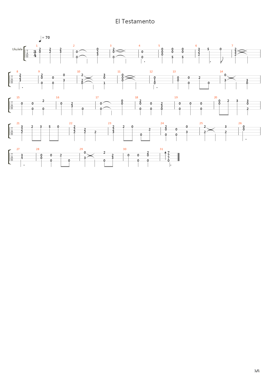 EL TESTAMENTO吉他谱