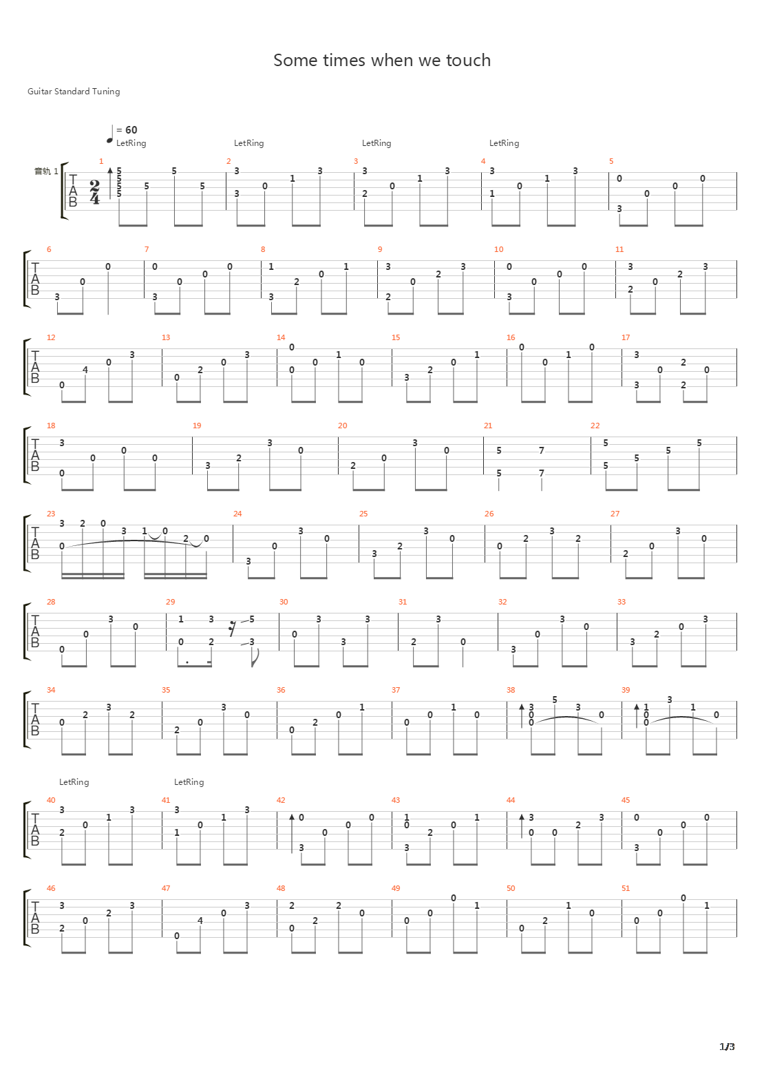 Sometimes When We Touch吉他谱