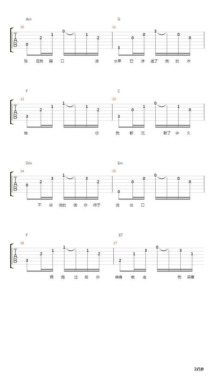 心痛2009吉他谱