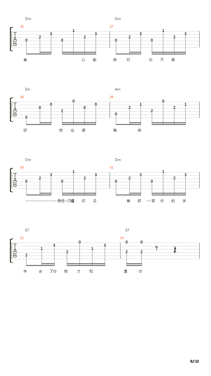 心痛2009吉他谱