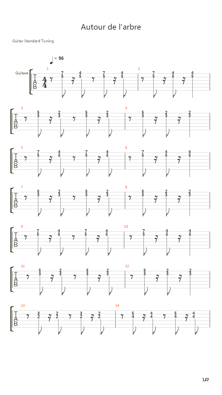 Autour De Larbre吉他谱