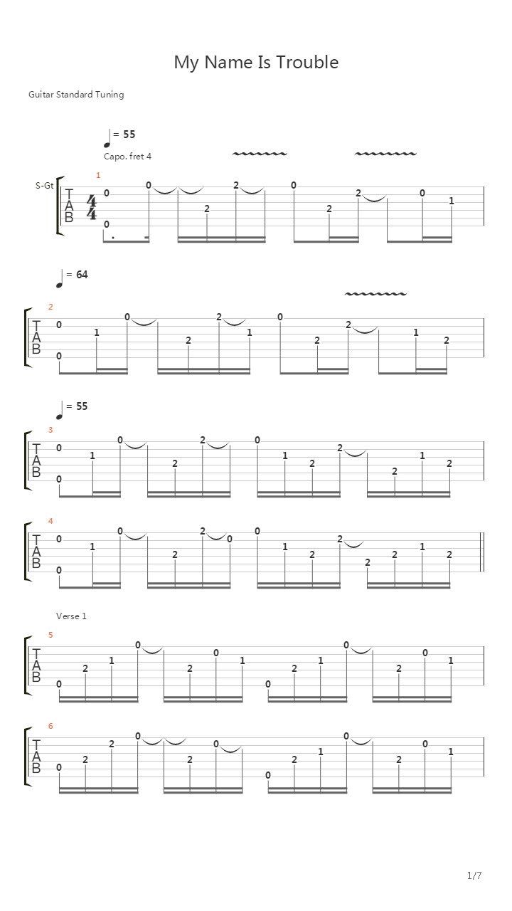 My Name Is Trouble吉他谱