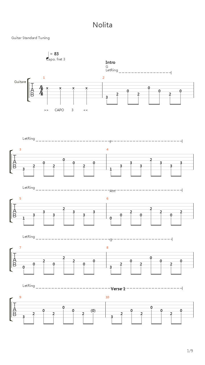 Nolita吉他谱