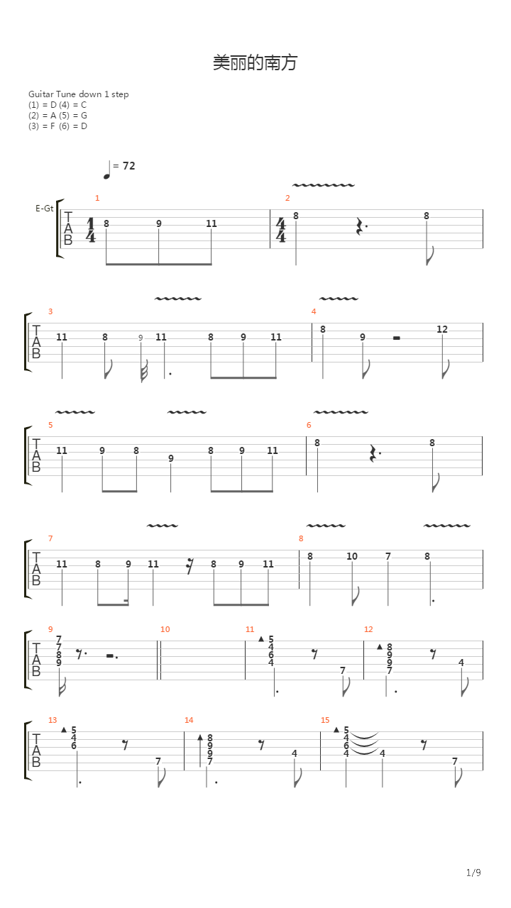 美丽的南方吉他谱