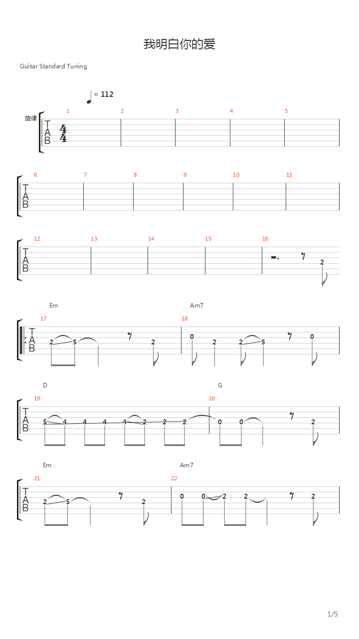 我明白你的爱吉他谱