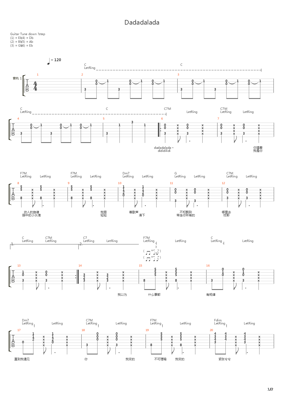Dadadalada吉他谱