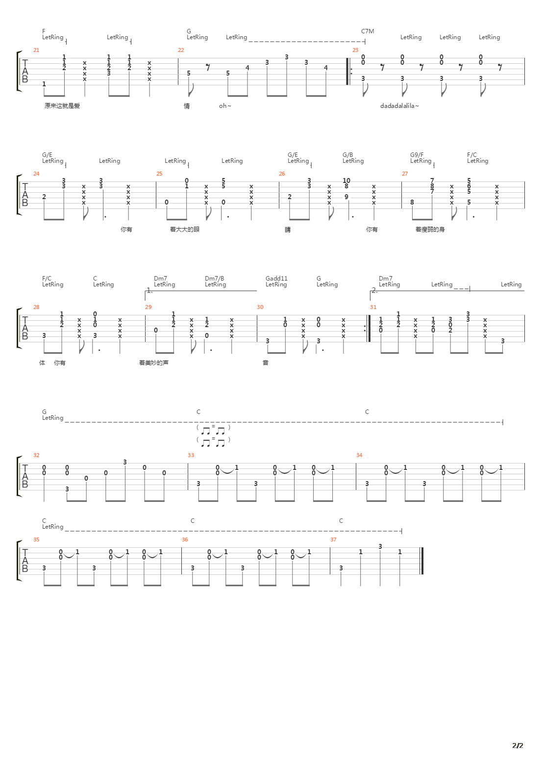 Dadadalada吉他谱