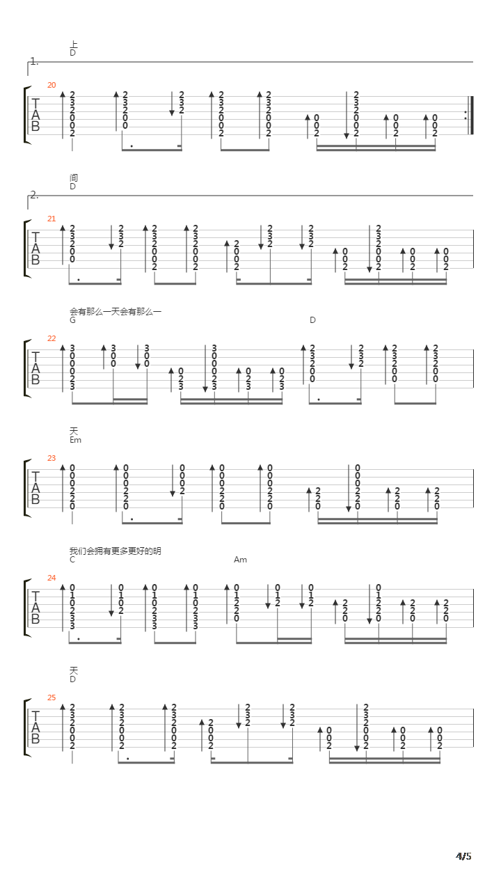 会有那么一天吉他谱