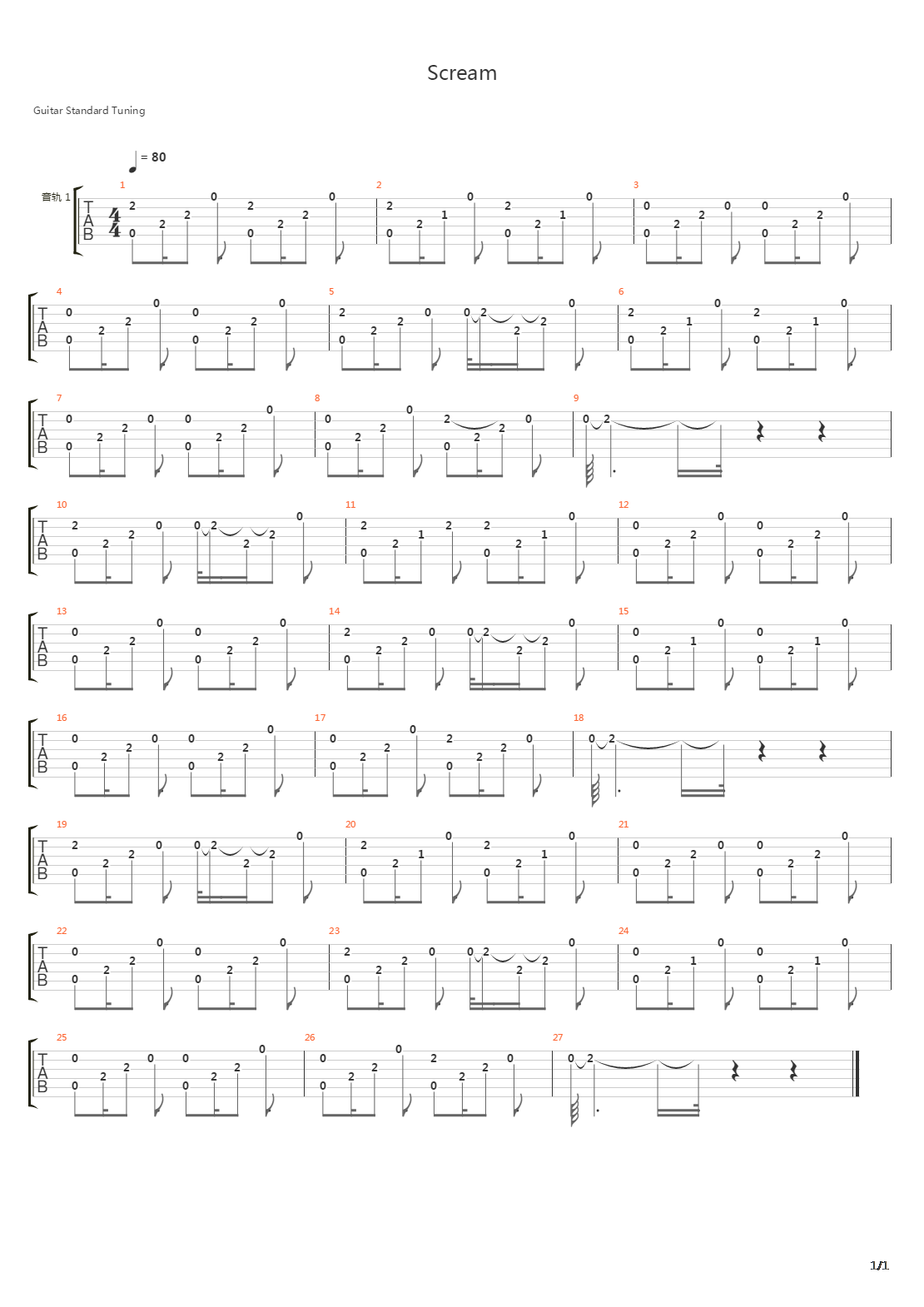 Scream吉他谱
