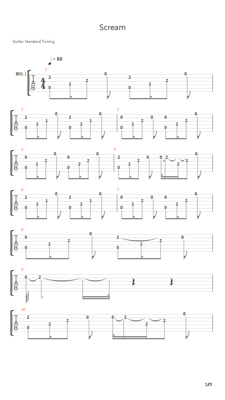 Scream吉他谱