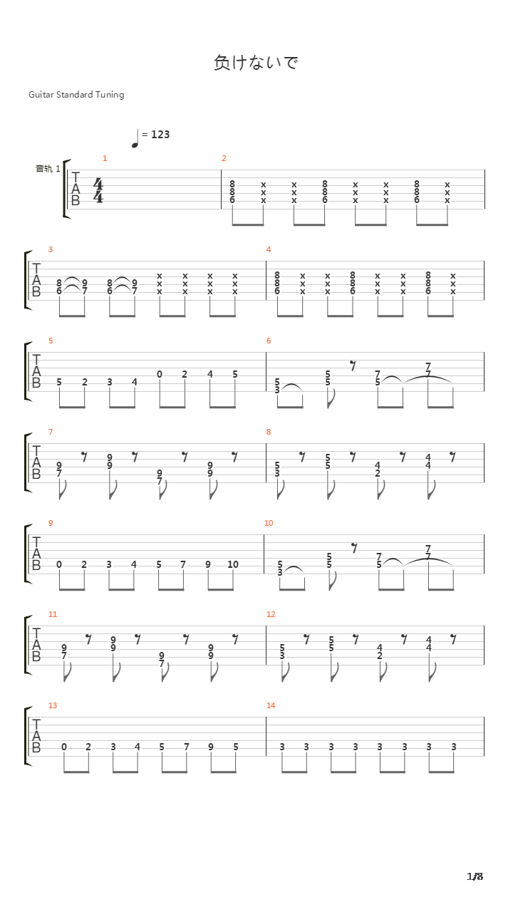负けないで吉他谱