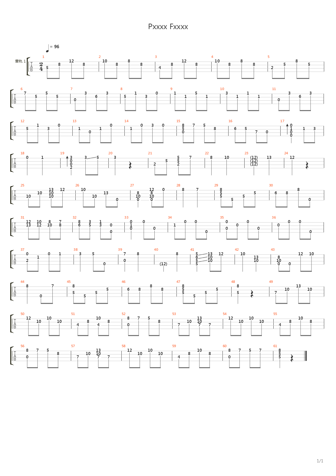 Pxxxx Fxxxx吉他谱