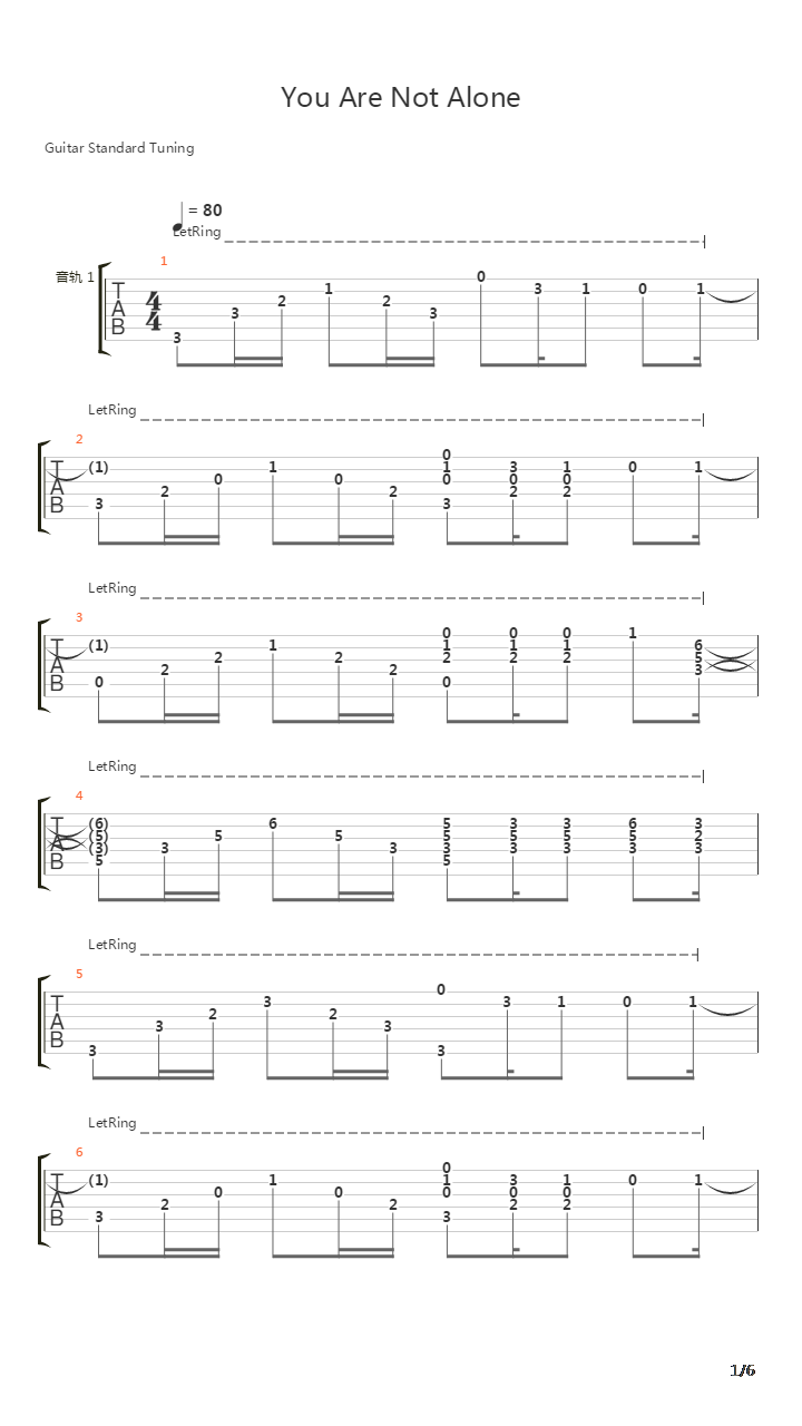 You Are Not Alone吉他谱