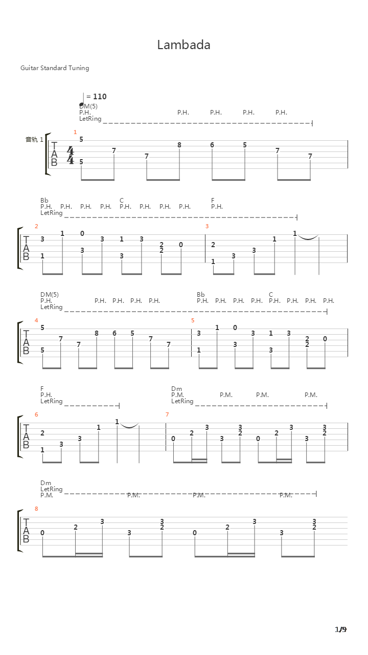 Lambada吉他谱