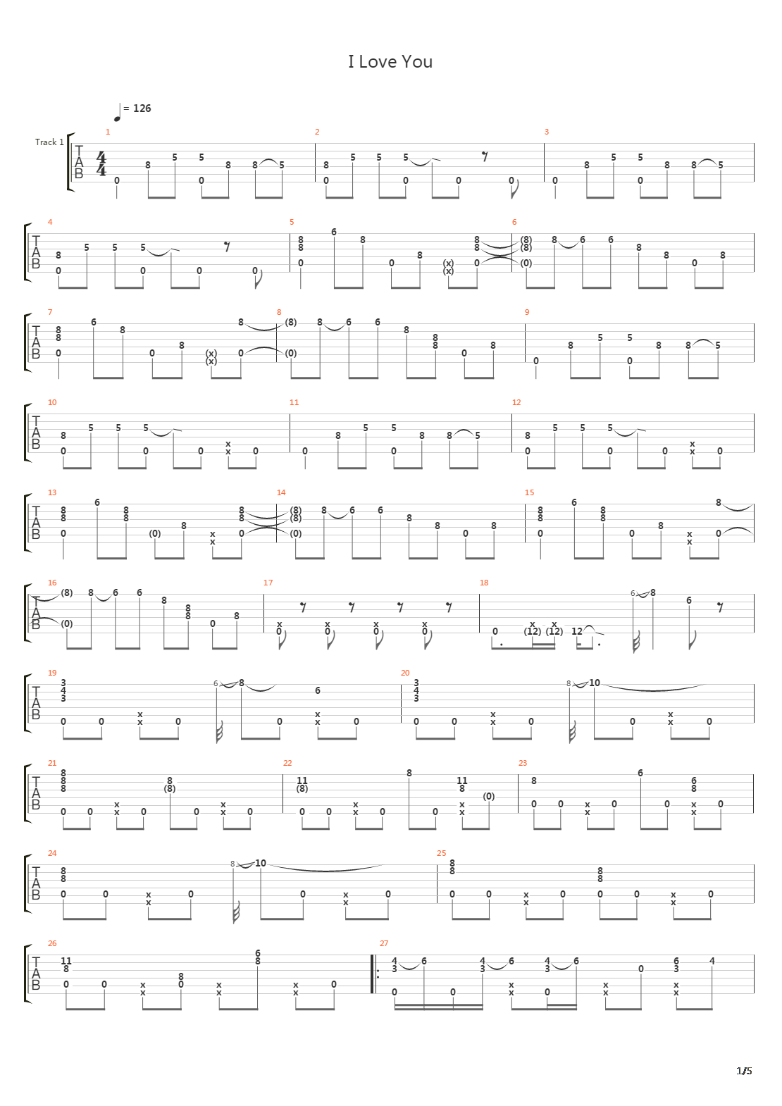 I Love You吉他谱