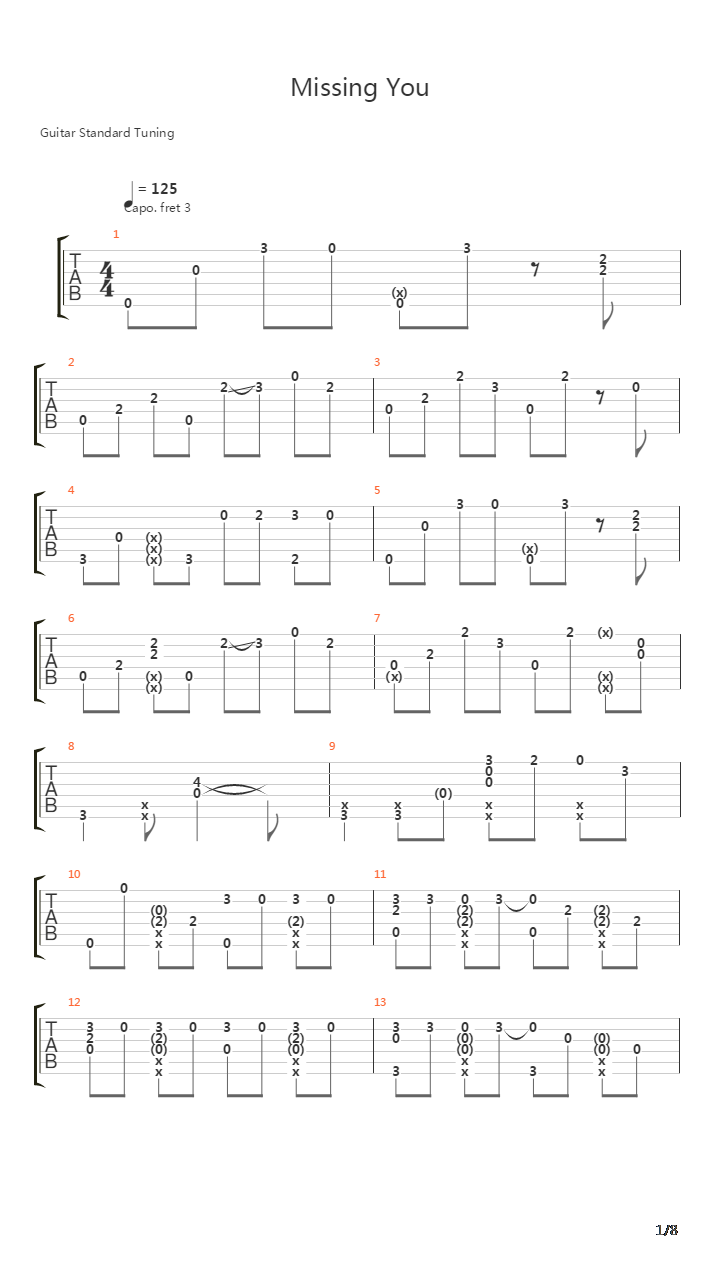 Missing You吉他谱