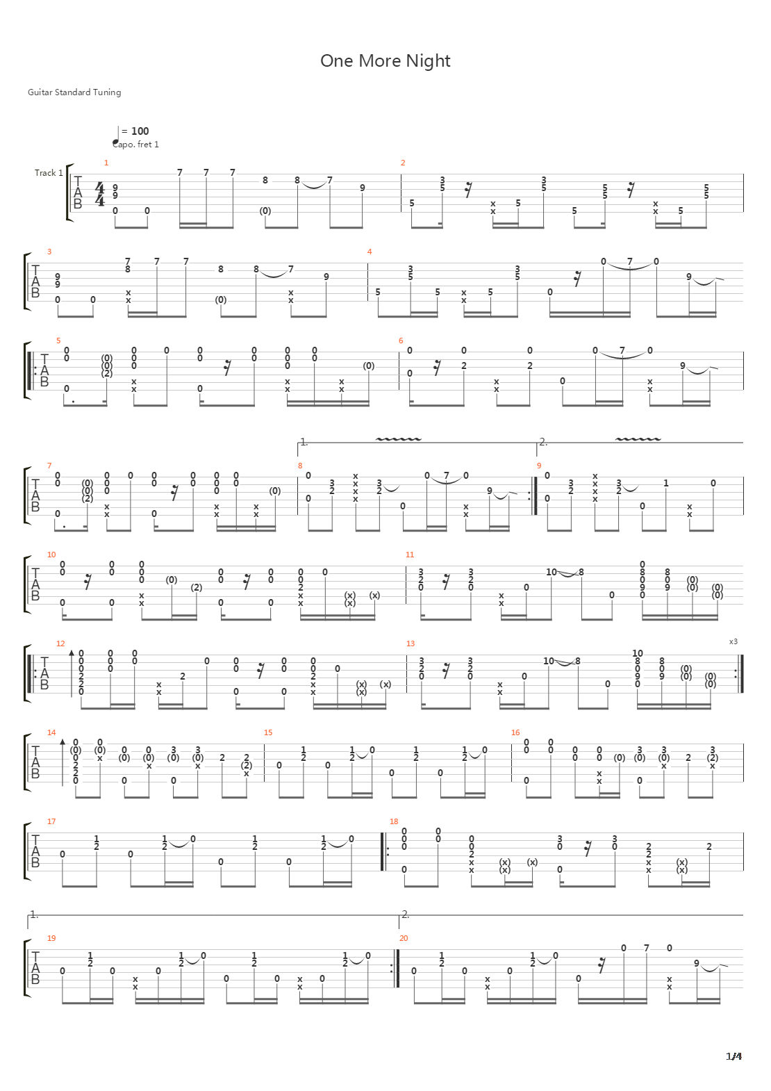 One More Night吉他谱
