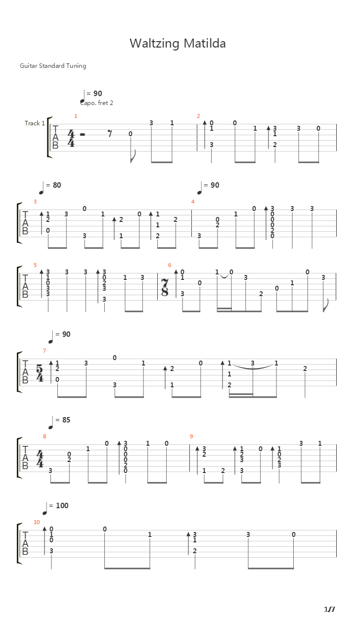 Waltzing Matilda吉他谱