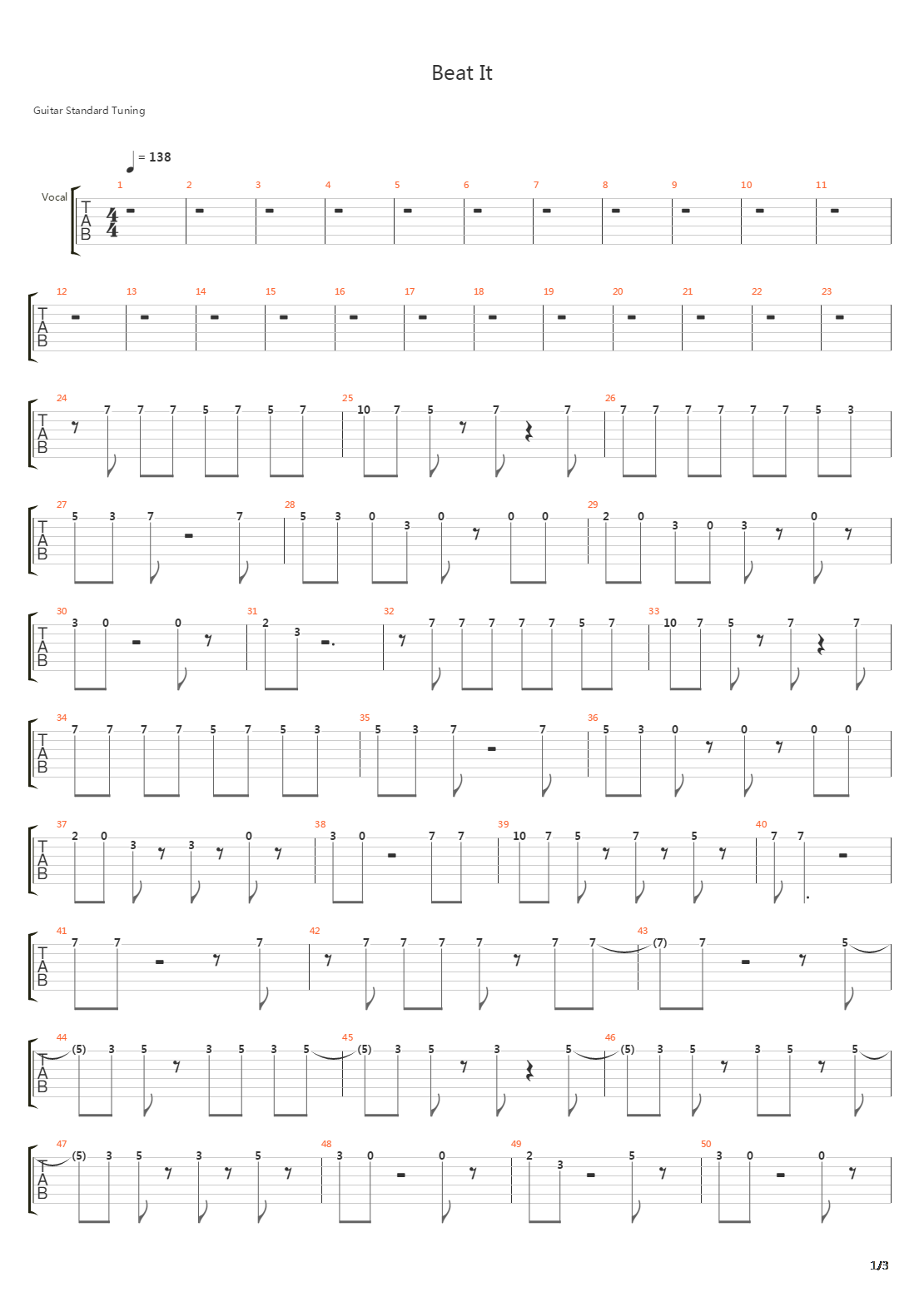 Beat It吉他谱
