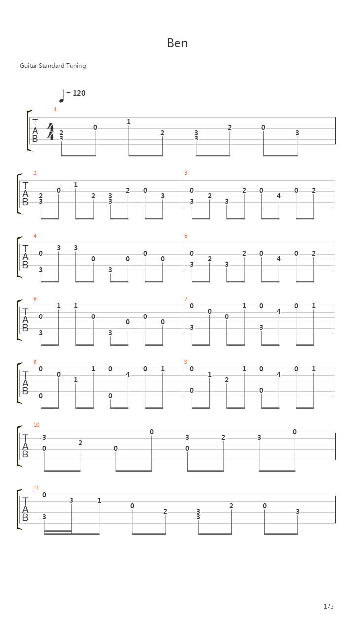 Ben吉他谱