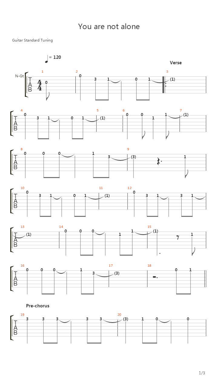 You Are Not Alone吉他谱